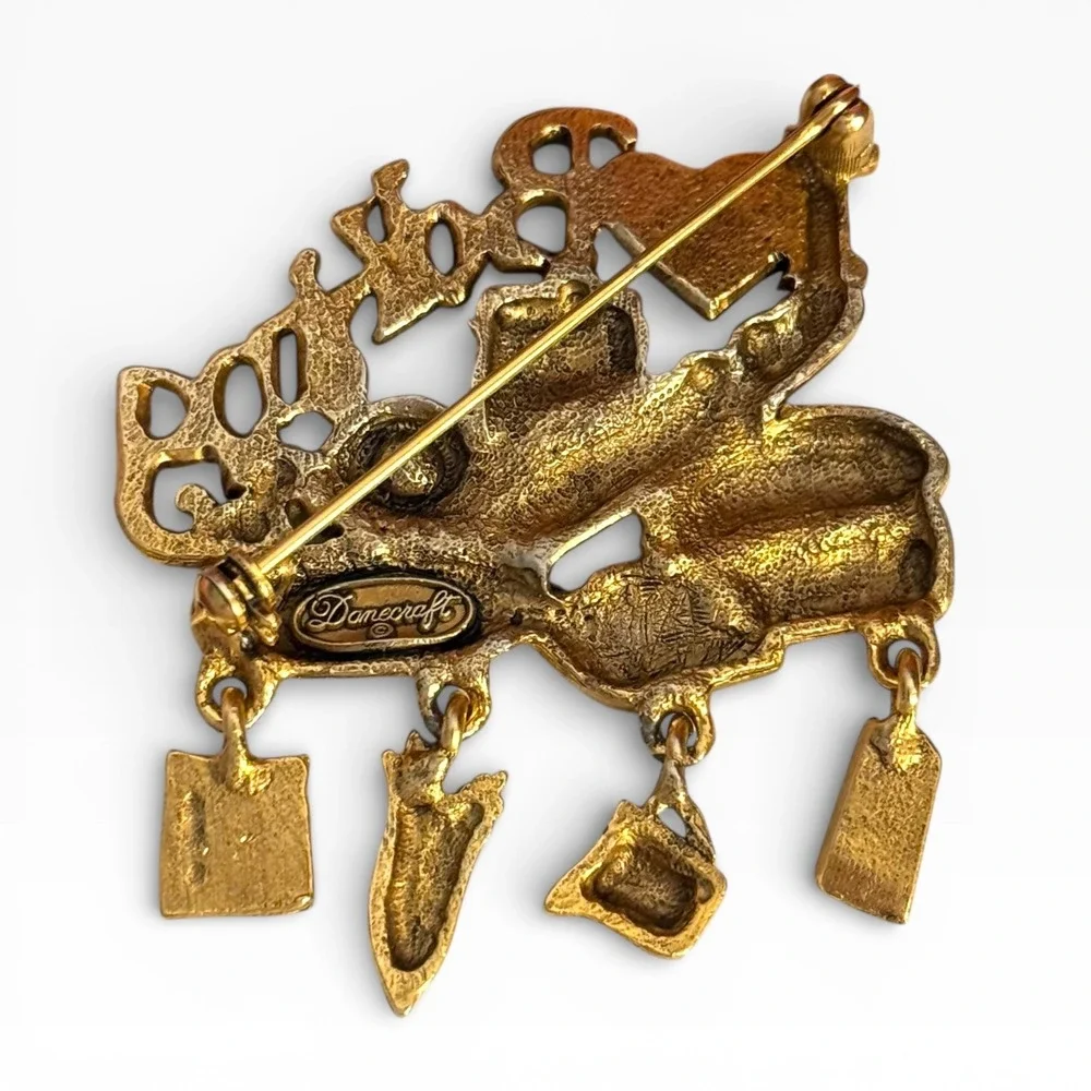 Vintage Signed‎ Danecraft I Love Baking Dangling Charm Brooch Food Theme